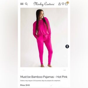Minky Couture Bamboo Pajama Set Hot Pink Lounge Set Size Large